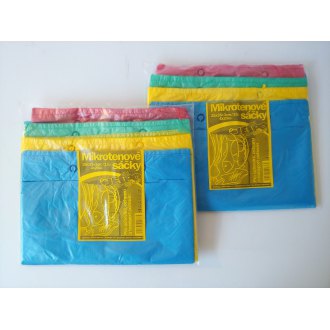 Sáček mikrotenový na odtrhovací liště 25x35cm,­ barený MIX,­ balení 4x20 ks